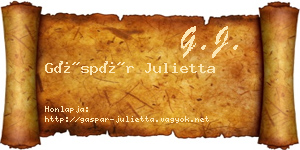 Gáspár Julietta névjegykártya